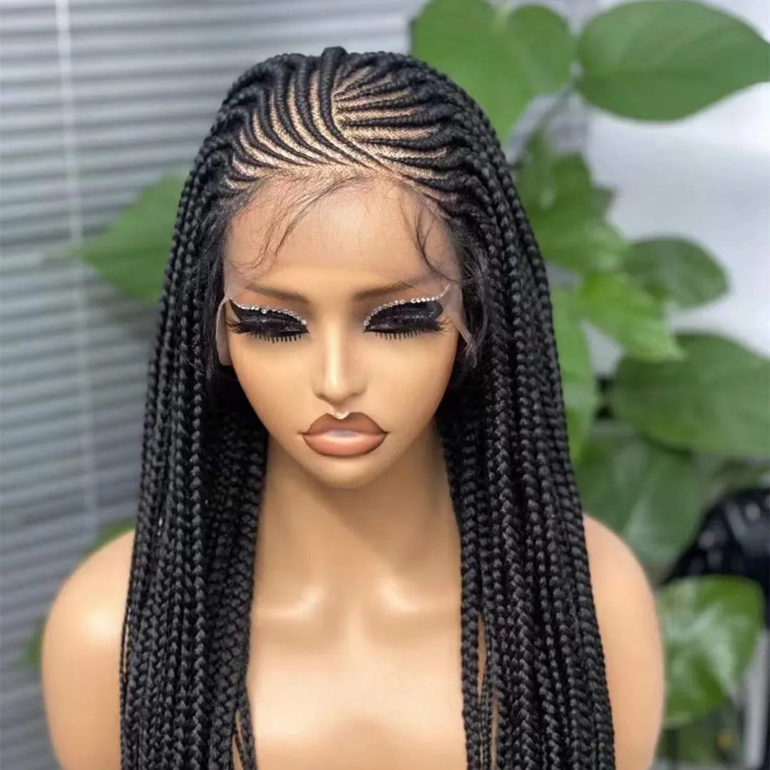 36inch Synthetic Braid Lace Front Wigs for Women Glueless African Box Braided Laces Wigs Vendors Wholesale
