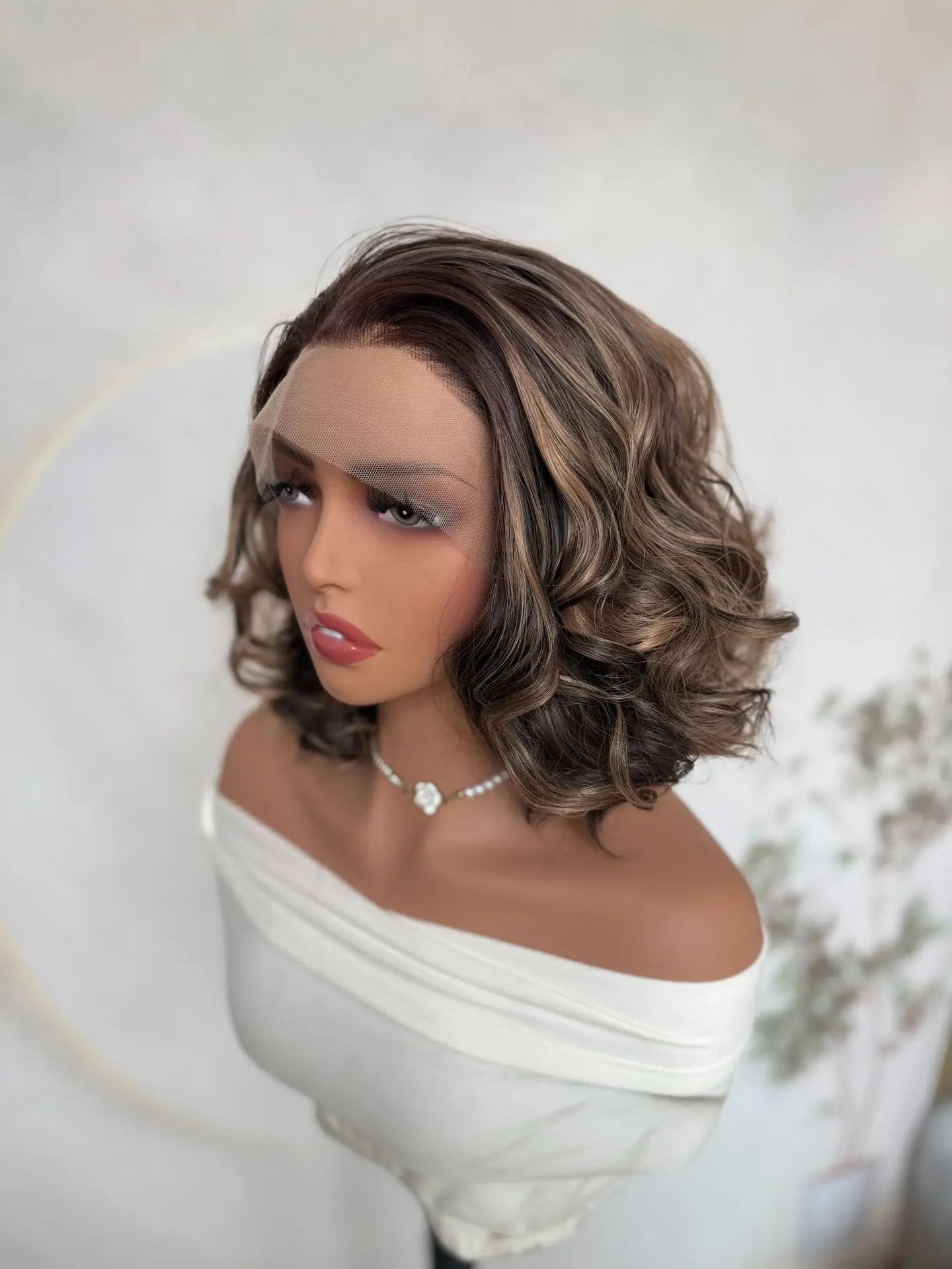 13*4 Transparent Lace Front Wig Brown Mix Blonde High Temperature Fiber Colorful Gradient Short Synthetic Hair Wig FX-HA104