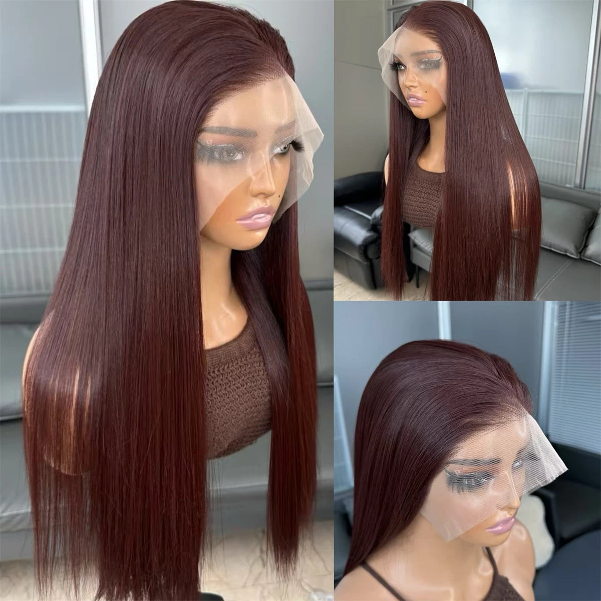 Hot Selling Pre Plucked Hairline 613# Kinky Straight Heat Resistant Glueless Synthetic Lacefront Wig for Black Womens Daily Use