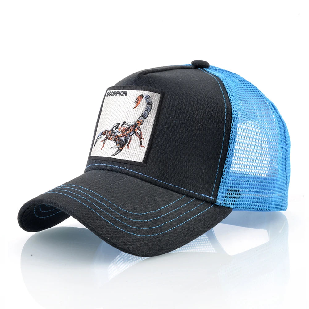 K Four Season Men's Trucker Caps With Scorpion Patch Snapback Hip Hop Baseball Cap For Women Adjustable Unisex Baseball Hats