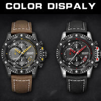 MEGIR Casual Watch Men Top Brand Luxury Chronograph Quartz Wristwatch Leather Strap Army Sport Watches Relogios Masculio 2130