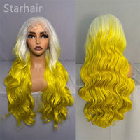 Hot Selling Pre Plucked Hairline 613# Kinky Straight Heat Resistant Glueless Synthetic Lacefront Wig for Black Womens Daily Use