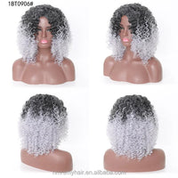 Fast Shipping in Stock  Kinky Curly Wig for Black Synthetic 16inch 1B/33 Black Purple Ombre Short BOB Wig Fior Black Women
