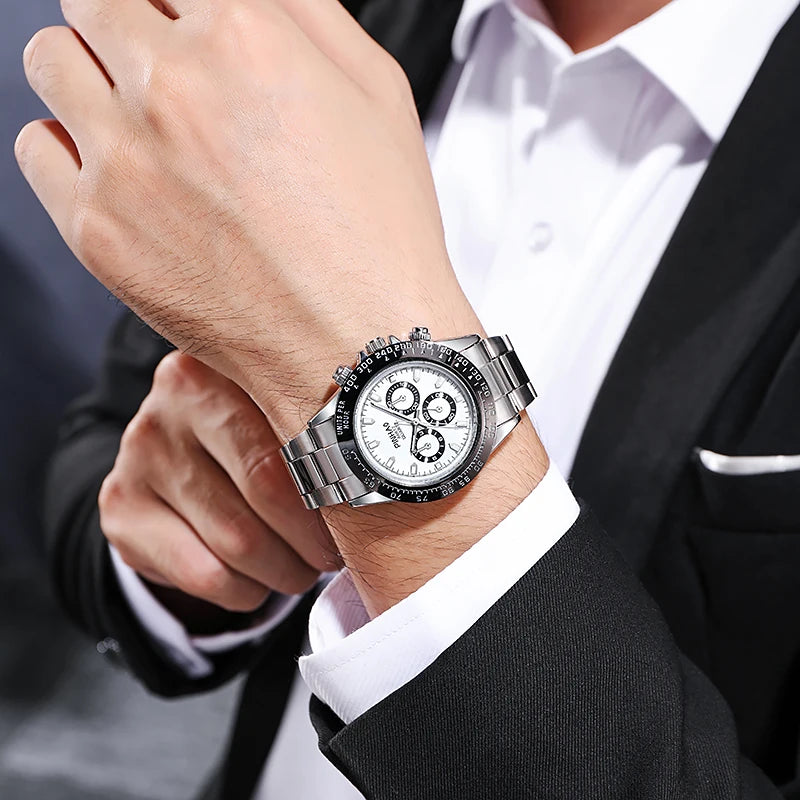 2024 New Fashion Stainless Steel men quartz wristwatches Gold Sliver Luxury Brand Top Quality Men Quartz Watch Relogio Masculino