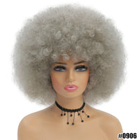 Short Hair Afro Kinky Curly Wigs With Bangs for Black Women African Synthetic Ombre Glueless Cosplay Natural Blonde Red Blue Wig