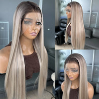 Hot Selling Pre Plucked Hairline 613# Kinky Straight Heat Resistant Glueless Synthetic Lacefront Wig for Black Womens Daily Use