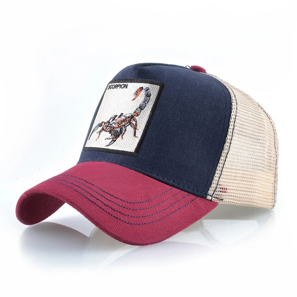 K Four Season Men's Trucker Caps With Scorpion Patch Snapback Hip Hop Baseball Cap For Women Adjustable Unisex Baseball Hats