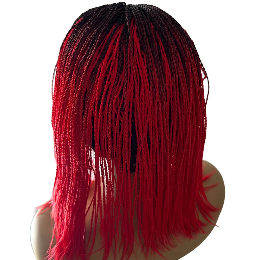 Twist Wig for Black Women Hand Tied Lace Part Braided Synthetic Hair Kinky Curl Transparent Lace High Temperature Fiber Soft
