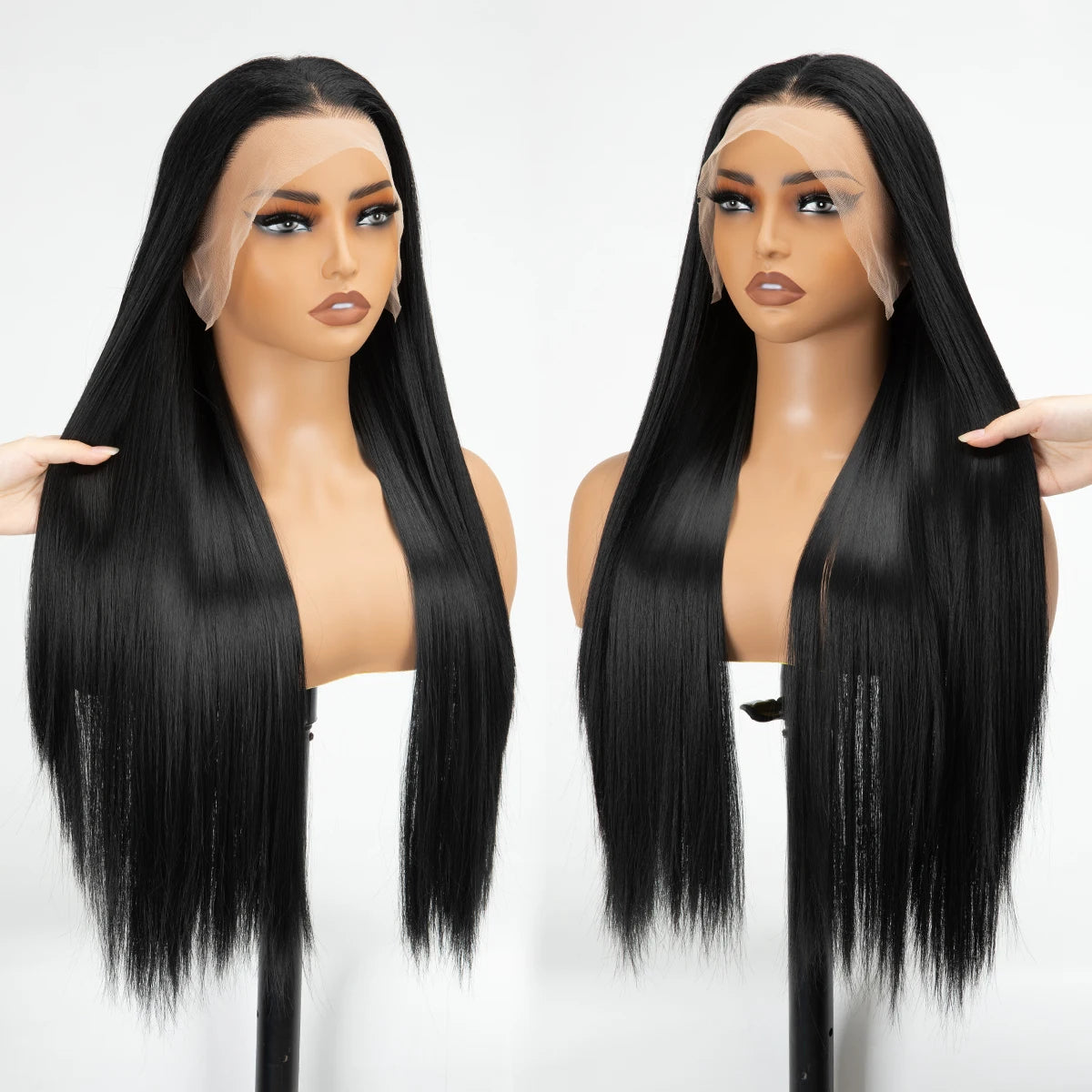 Wholesale 13*4 Premium Lace Long Straight Heat-Friendly Synthetic Glueless Lace Front Wigs High Temperature Fiber for Women