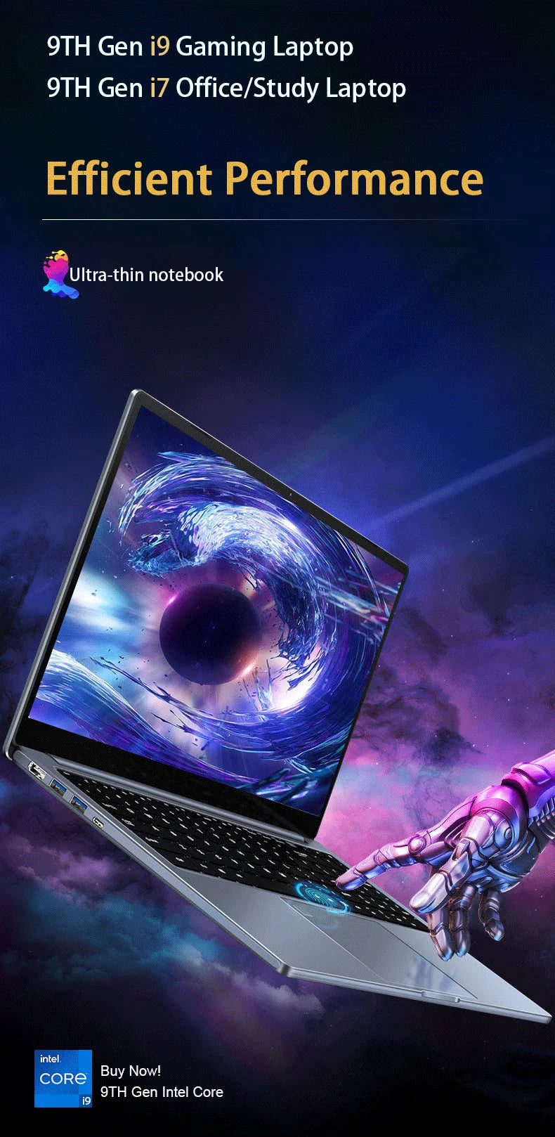 15.6 inch Laptop Intel Core i7-1255U i9-12900H Ultrabook Computer 2*DDR4 MAX 64GB RAM 2*M.2 2TB SSD Notebook Fingerprint unlock