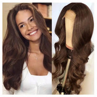 Women's 13*6 Lace Front Synthetic Wig Brown/Blond Long Water Wave Heat Resistant High Temperature Fiber Synthetic Hair Material