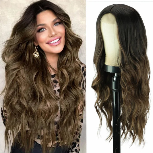 Long Wavy Wigs Wholesale Natural Wave Curly Lace Frontal High Temperature Silk Cos Wig for Halloween Holiday Parties