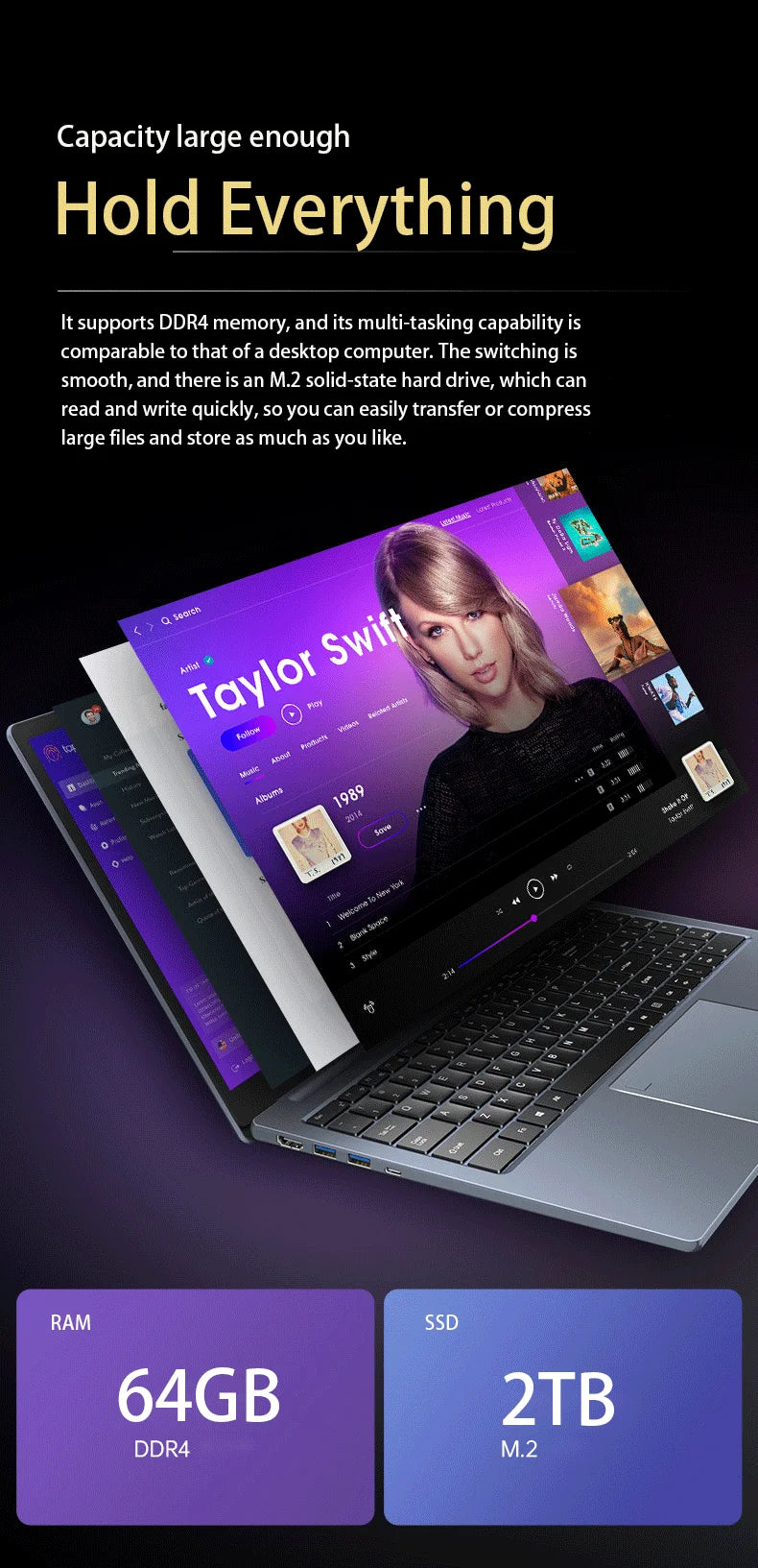 15.6 inch Laptop Intel Core i7-1255U i9-12900H Ultrabook Computer 2*DDR4 MAX 64GB RAM 2*M.2 2TB SSD Notebook Fingerprint unlock