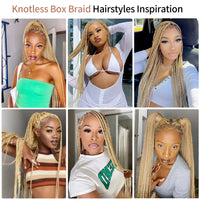 BRAIDWIGQUEEN 36" Big Knotless Braided Wigs for WOMEN 360 Full Lace Wig with Baby Hair Fashion Color #27/613