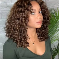 Hot Sale 14inch Black Colors High Temperature Fiber Brown Afro Curly Synthetic Hair Wigs for Black Women