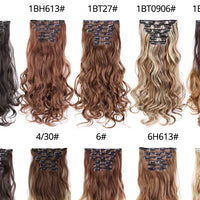 Alileader Synthetic Hair 16 Clip In Hair Extension Clip For Women 6Pcs/Set Hair Extension Clip In Ombre Fake Hairpiece Long Wavy
