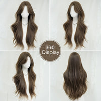 30 Inch Extra Long Brown Curly Middle Parted Synthetic Matte Hair Wig for Women Heat Resistant   Temu Hot Sale