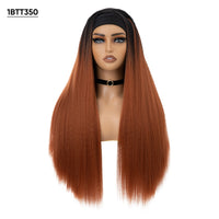 Wholesale YaKi Straight Headband Afro Wigs for Black Woman Glueless Headband Wig Synthetic Wig Heat Resistant for Women Hair