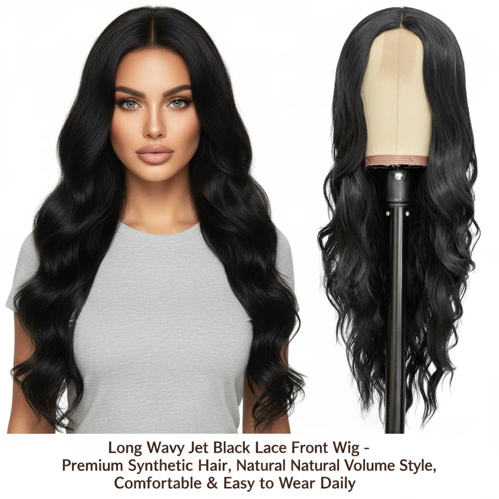 13x4 HD Lace Front Wig 26 Inch Heat Resistant Synthetic Wig - Middle Part Long Curly Hair for Women, Daily Use & Party Wear