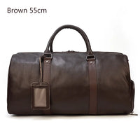 Natural Cowskin Travel Bags Waterproof Men's Leather Overnight Bag Handbag For Plane Luggage Men Male Weekend Bag Business 55cm