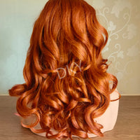 Small T-part Lace Front Natural Hairline Wig Elegant High Temperature Fiber Synthetic High Quality Orange Yaki Big Curly Wigs