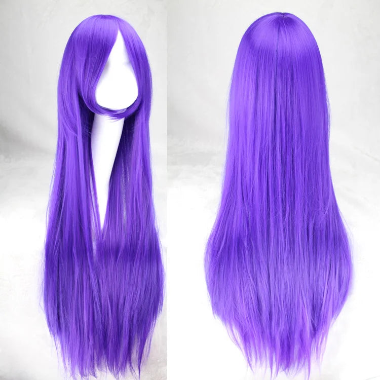 Long Straight Cosplay Wig Red Fan Wig 40inches 100 Cm Synthetic Hair Wigs