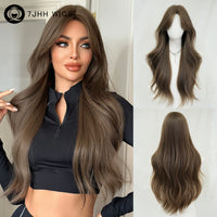 30 Inch Extra Long Brown Curly Middle Parted Synthetic Matte Hair Wig for Women Heat Resistant   Temu Hot Sale