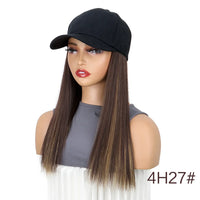 Women  Natural Looking Hat Wigs Short Straight 18inch Bob Hair Wig With Baseball Hat Heat Resistant Hair With Adjustable Hat