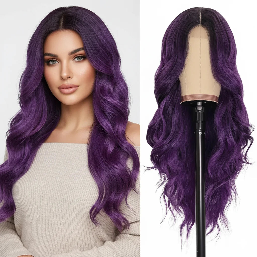 13x4 HD Lace Front Wig 26 Inch Heat Resistant Synthetic Wig - Middle Part Long Curly Hair for Women, Daily Use & Party Wear