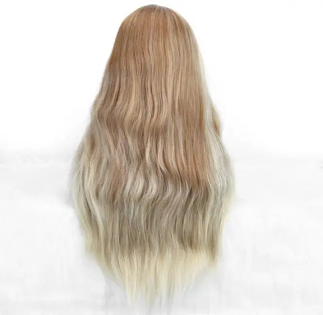 Wholesale Machine Made 28 Inch Long Natural Wave High Temperature Synthetic Hair Wigs 150% Density Unique Color Bangs Wig