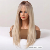 Wholesale Mix Blonde Pink Futura Synthetic Lace Front Wig 24 Inch  No Lace Heat Resistant Fiber Futura Hair Wig for Women