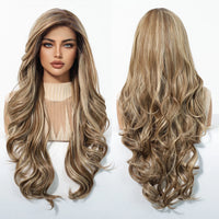 13*6 HD Lace Wig Synthetic Future Fiber Soft Wig Long Straight Mixed 180% Density Ombre Blonde Mixed Multi-Color Stripes