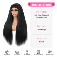 Wholesale YaKi Straight Headband Afro Wigs for Black Woman Glueless Headband Wig Synthetic Wig Heat Resistant for Women Hair