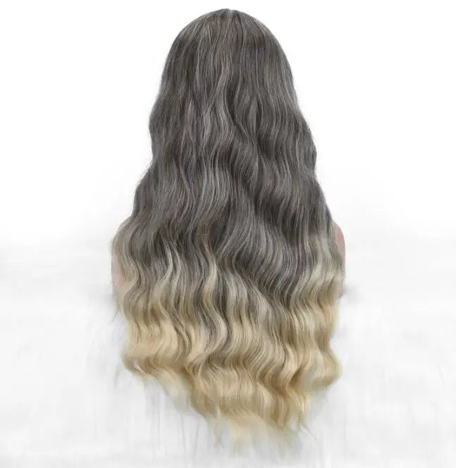 Wholesale Machine Made 28 Inch Long Natural Wave High Temperature Synthetic Hair Wigs 150% Density Unique Color Bangs Wig