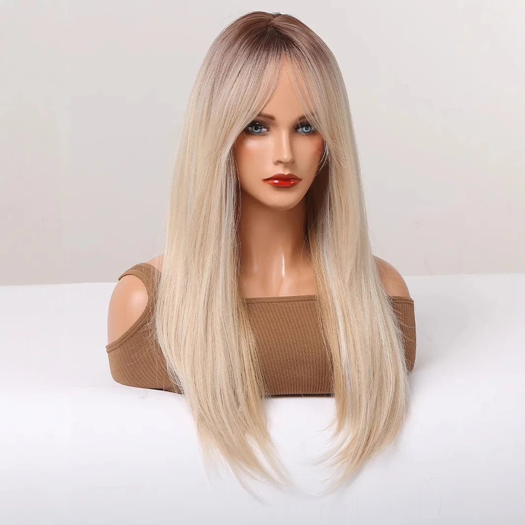 Wholesale Mix Blonde Pink Futura Synthetic Lace Front Wig 24 Inch  No Lace Heat Resistant Fiber Futura Hair Wig for Women
