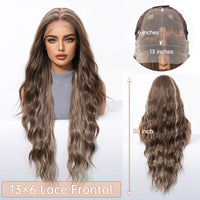 13*6 HD Lace Wig Synthetic Future Fiber Soft Wig Long Straight Mixed 180% Density Ombre Blonde Mixed Multi-Color Stripes
