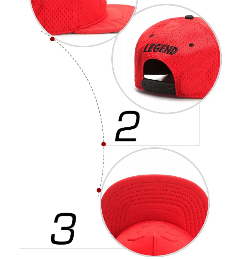 PANGKB Brand LEGEND CAP summer breathable quick drying red 23 snapback hat adult sports hip hop outdoor sun baseball cap