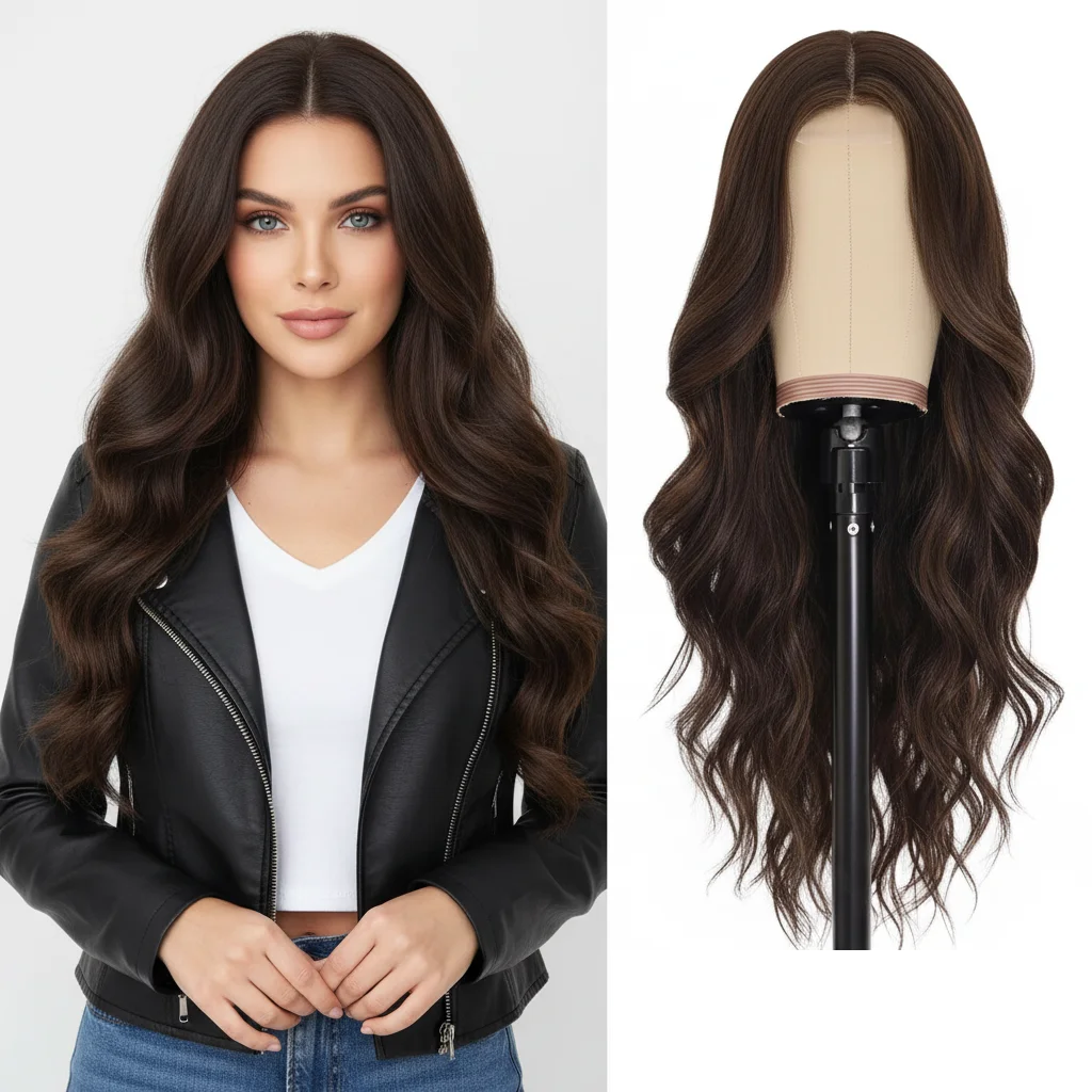 13x4 HD Lace Front Wig 26 Inch Heat Resistant Synthetic Wig - Middle Part Long Curly Hair for Women, Daily Use & Party Wear