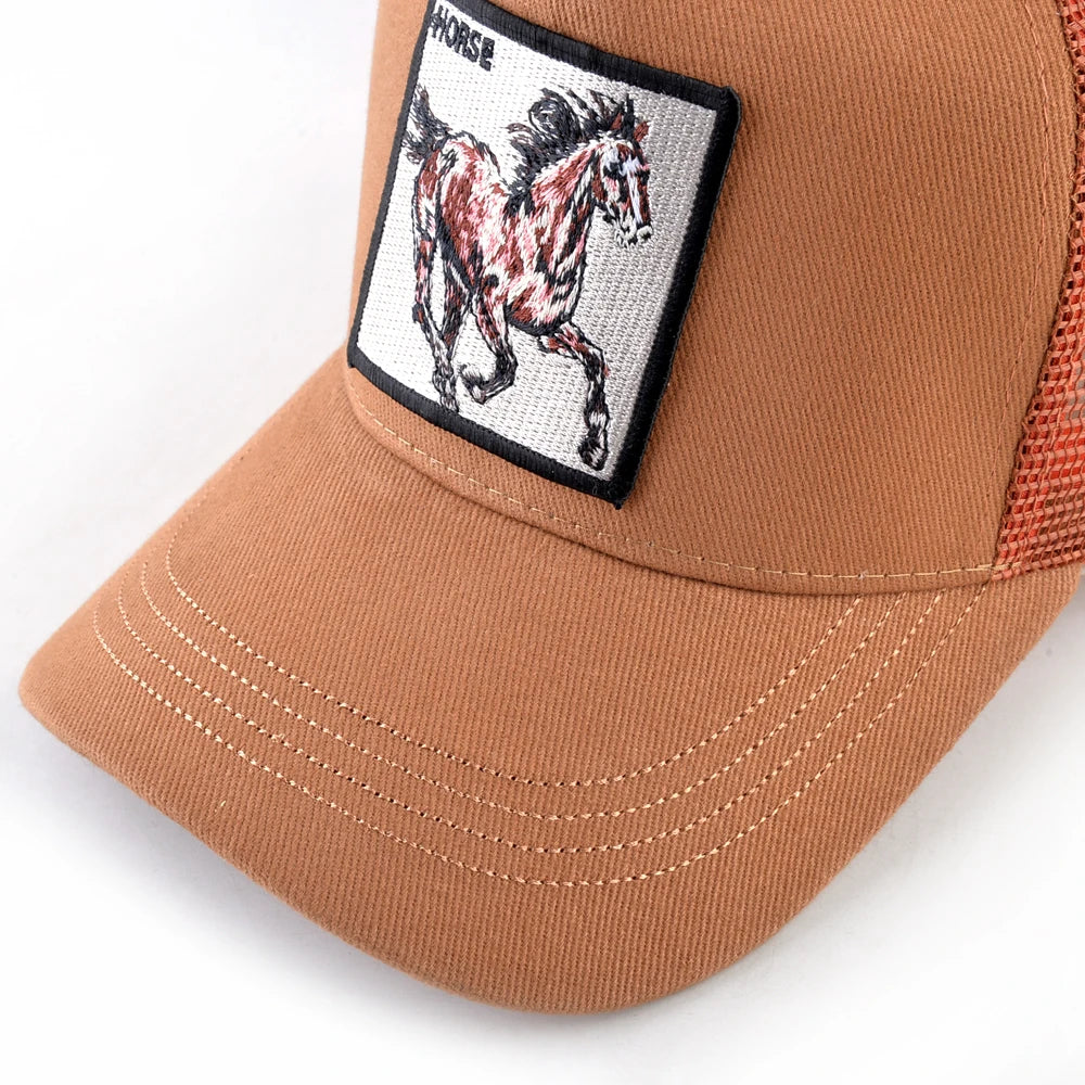 New Fashion Baseball Caps Men Women Snapback Mesh Baseball hats With Horse Embroidery Patch Trucker Casquette Summer Visor Caps