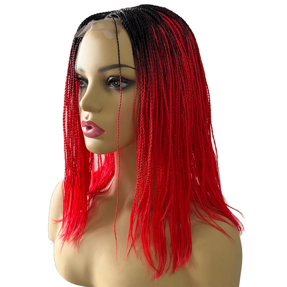 Twist Wig for Black Women Hand Tied Lace Part Braided Synthetic Hair Kinky Curl Transparent Lace High Temperature Fiber Soft