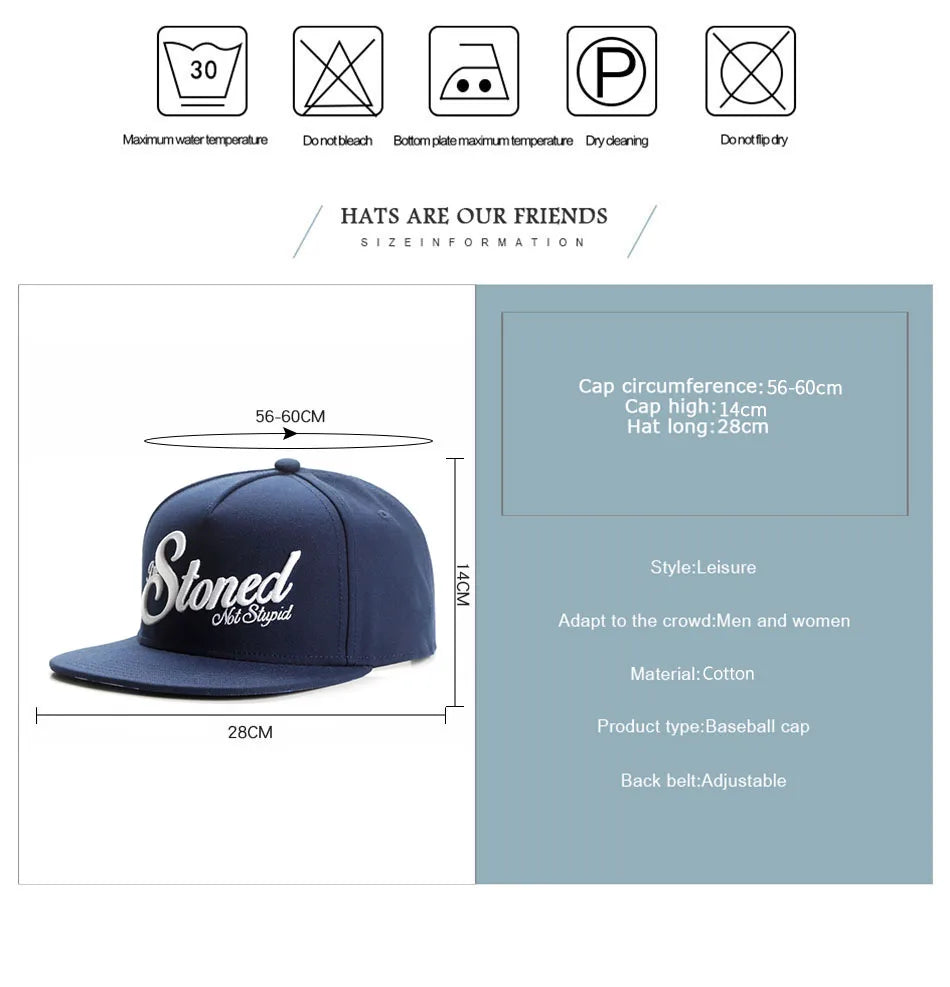 PANGKB Brand Not Stupid Cap stoned summer breathable quick drying snapback hat adult sports hip hop outdoor sun baseball cap