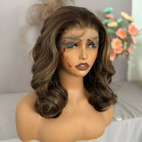 Hot Selling Pre Plucked Hairline 613# Kinky Straight Heat Resistant Glueless Synthetic Lacefront Wig for Black Womens Daily Use