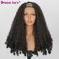 24inch U Part Synthetic Braided Hair Wig for Black Women Long Texture with Unique Curls Heat Resistant Hair Wig Clip in Half Wig