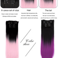 Alileader Synthetic Hair 16 Clip In Hair Extension Clip For Women 6Pcs/Set Hair Extension Clip In Ombre Fake Hairpiece Long Wavy