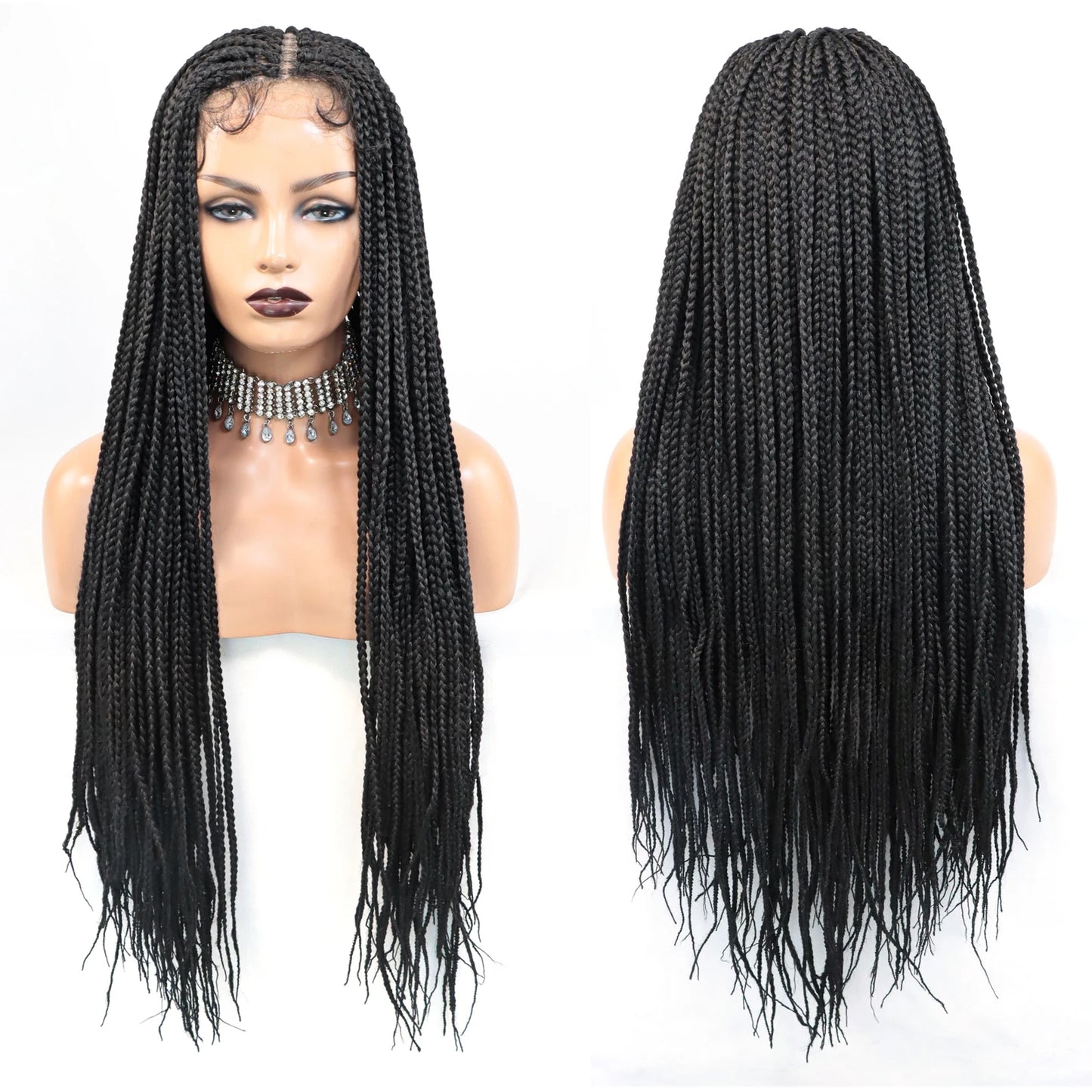 Braided Lace Front Wigs for Black Women 26inch Goddess Wavy Locs Crochet Braid Hair Soft Faux Locs Dreadlocks Synthetic Lace Wig