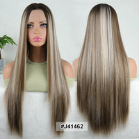 Julianna Lace Front Wig Highlight Ombre Colored Natural Hairline Heat Resistant Body Loose Deep Wave Synthetic Lace Frontal Wig