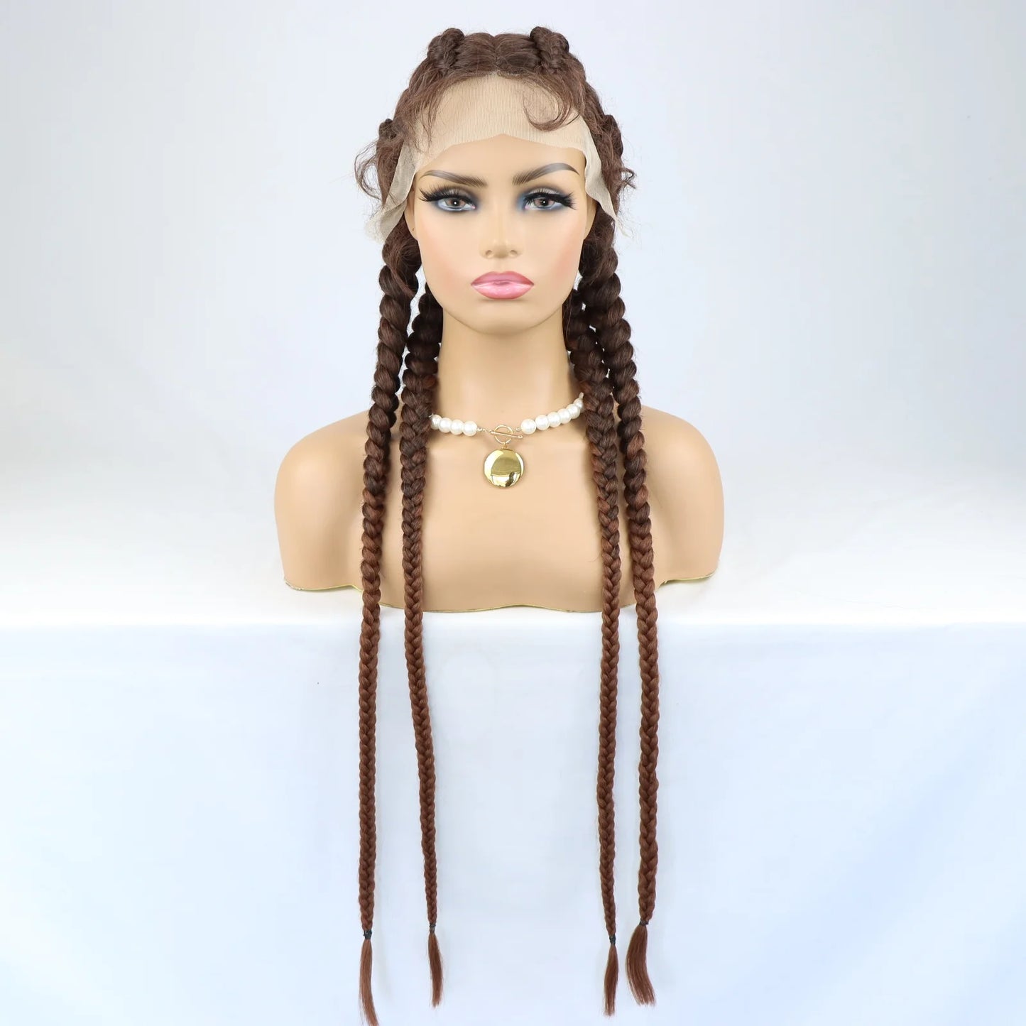 Long Headband Synthetic Braided Wigs With Curly Faux Locs Crochet Braiding Hair Dreadlocks Wrap Wigs for Black Women