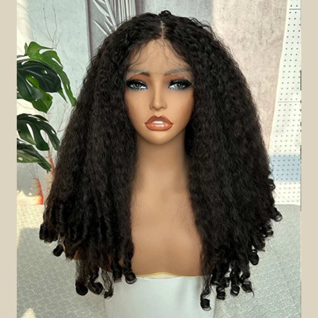 Hot Selling Pre Plucked Hairline 613# Kinky Straight Heat Resistant Glueless Synthetic Lacefront Wig for Black Womens Daily Use