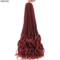 14 18 24 Inch French Curl Box Braids Crochet Hair Ombre Brown to Blonde Prelooped Synthetic French Curls Braiding Hair for Women