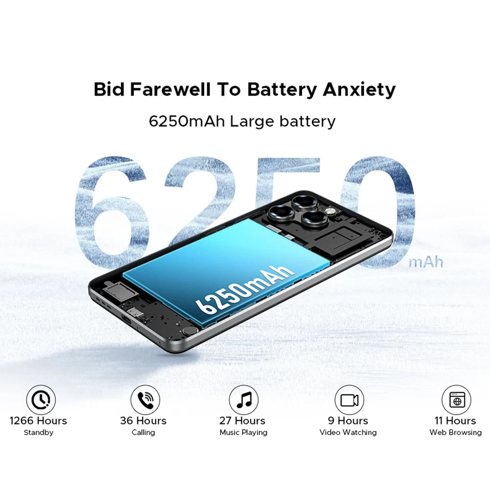 【Brand+】Global Version DOOGEE Note 58 8GB RAM 128GB ROM 6.75" HD+ 90Hz IPS Screen 6250mAh Large battery NFC Android 15